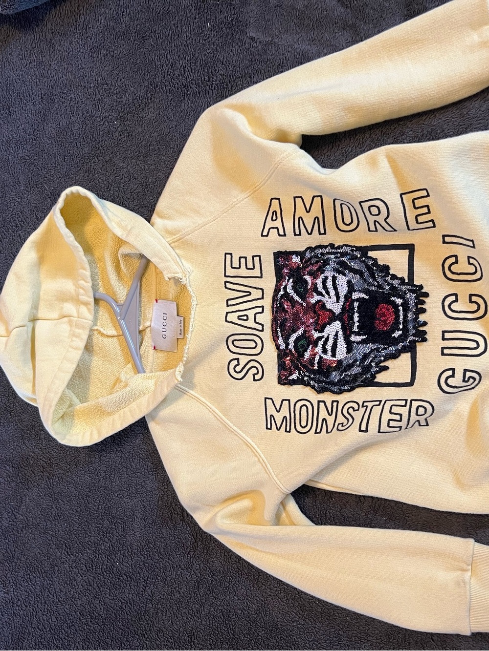 Yellow gucci hoodie with tiger